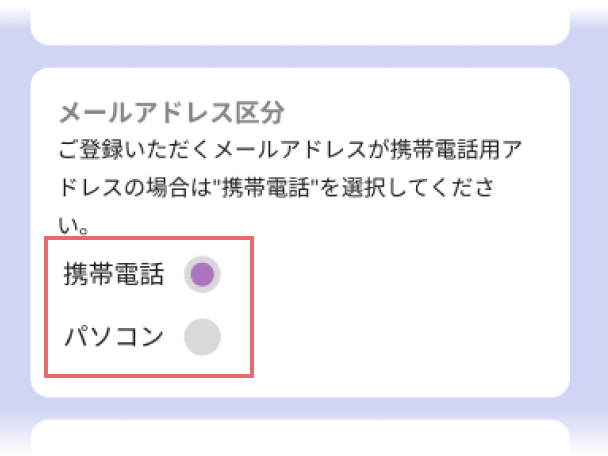 メールアドレス区分の画像